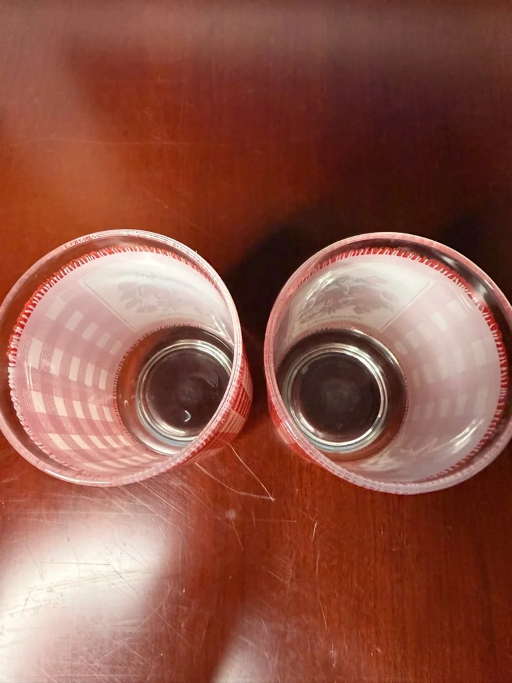 Libbey Strawberry Gingham Pattern Glass Tumbler Set of 2 Red Fruit Design RARE - Picture 3 of 5